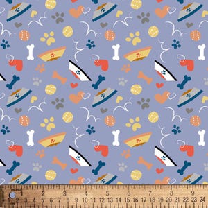 Dogs Love Bones Cotton Fabric By the Yard