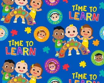 Cocomelon School Time Licensed By David Textiles Anti-Pill Premium Fleece Fabric By the Yard