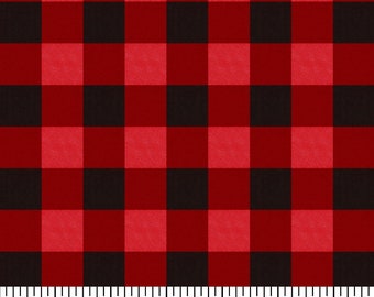 Christmas Black & Red Gingham Cotton Fabric, 1-yard Precuts