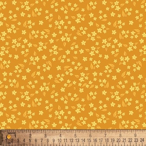 Petite Flowers Yellow Floral Cotton Fabric By the Yard
