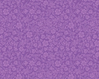 Royal Purple Floral Cotton Fabric, 1-Yard Precuts