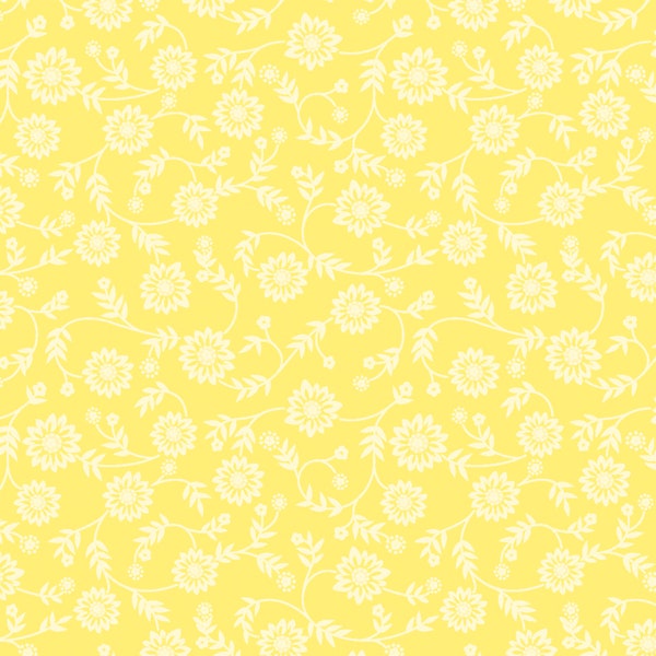 Ellen's Florals Yellow Cotton Fabric By The Yard, 1 Yard Precuts