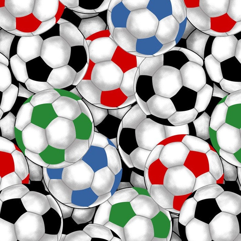 Soccer Balls Cotton Fabric by the Yard Etsy