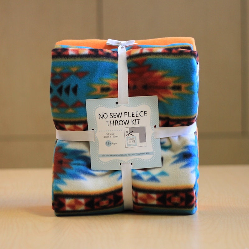 Tribal Stripe Anti pill Fleece Fabric No Sew Throw Kit 50x60 Etsy