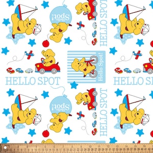 Spot the Dog Plays Licensed By David Textiles Digital Cotton Print Fabric By the Yard