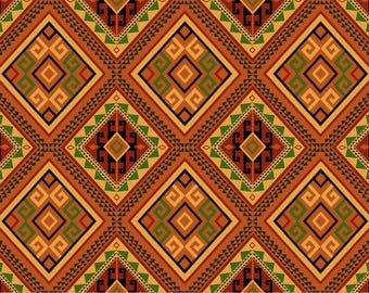 Tribal Diamonds Sunset Cotton Fabric By The Yard