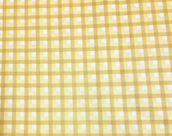 Checkered Gingham Yellow Cotton Cotton Fabric By The Yard