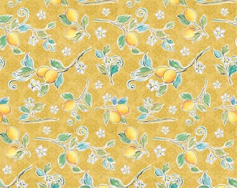 Mediterranean Lemons Cotton Fabric By The Yard