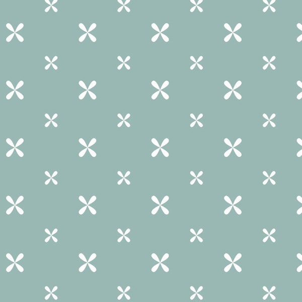 Mint Cross Dots Cotton Fabric By The Yard
