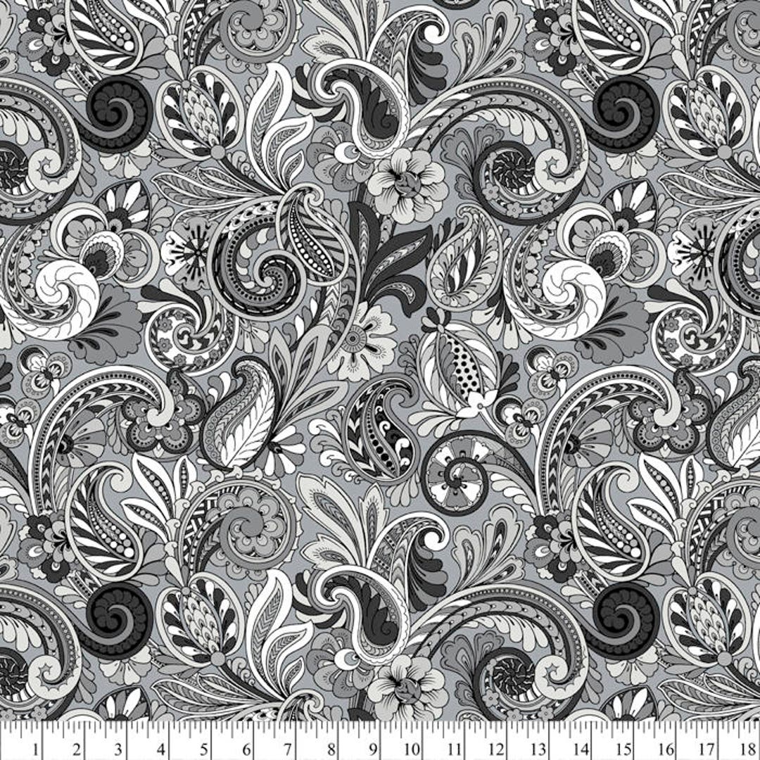 Paisley Floral Grays Cotton Fabric by the Yard - Etsy