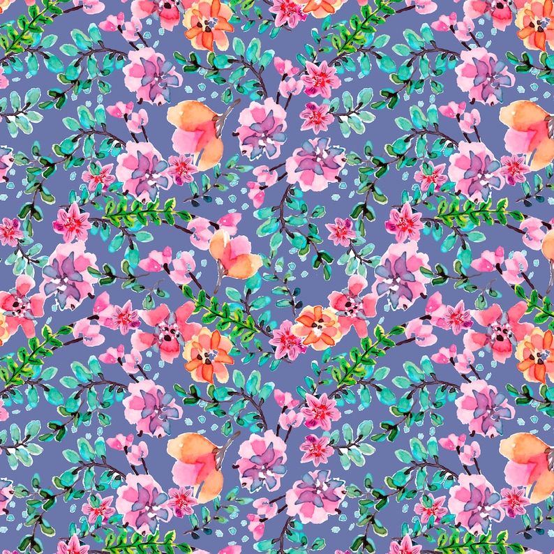 Beautiful Flowers Lavender Cotton Fabric by the Yard Etsy Denmark