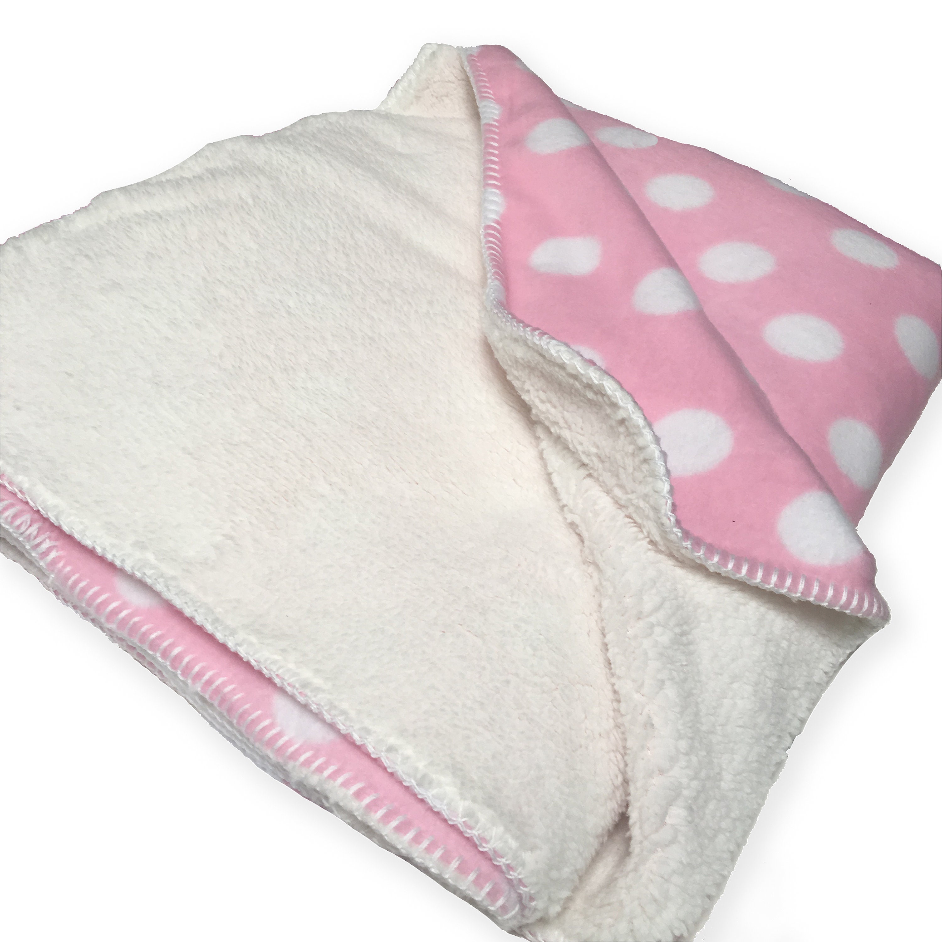 Dots Pink Fleece and Sherpa Lined Blanket (50"x60")