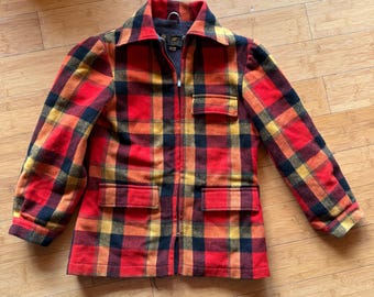 Plaid wool vintage zip-up jacket. XS