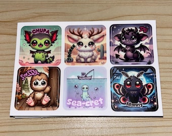 Cute Cryptid Sticker Sheet: Mystical Creatures Collection