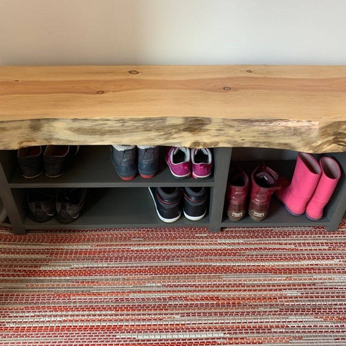 Live Edge Entryway Bench Shelving Mudroom Storage. Etsy