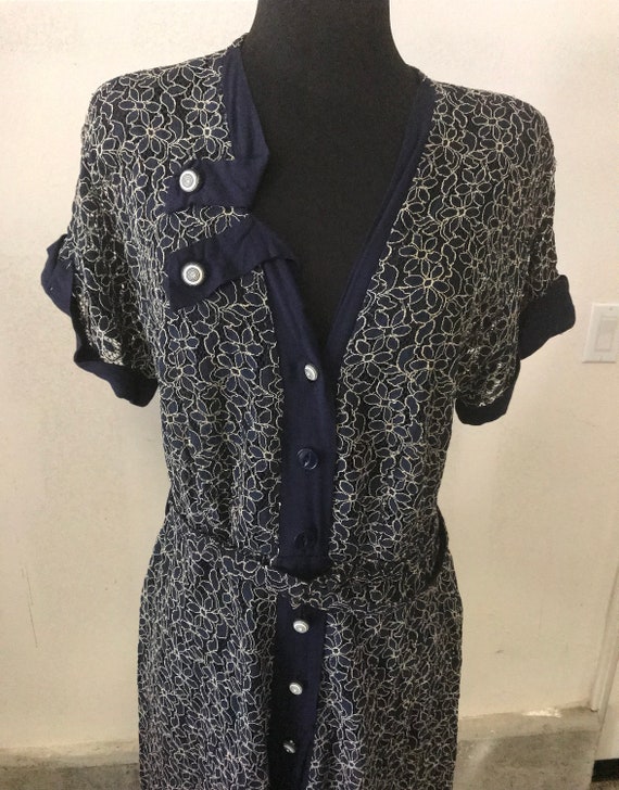 1930s Blue Navy Dress