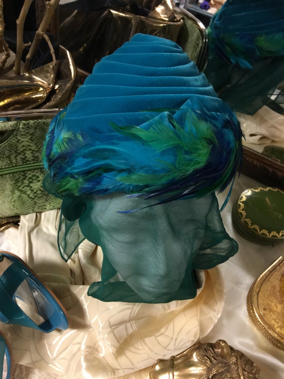 Blue and Green 1950's hat