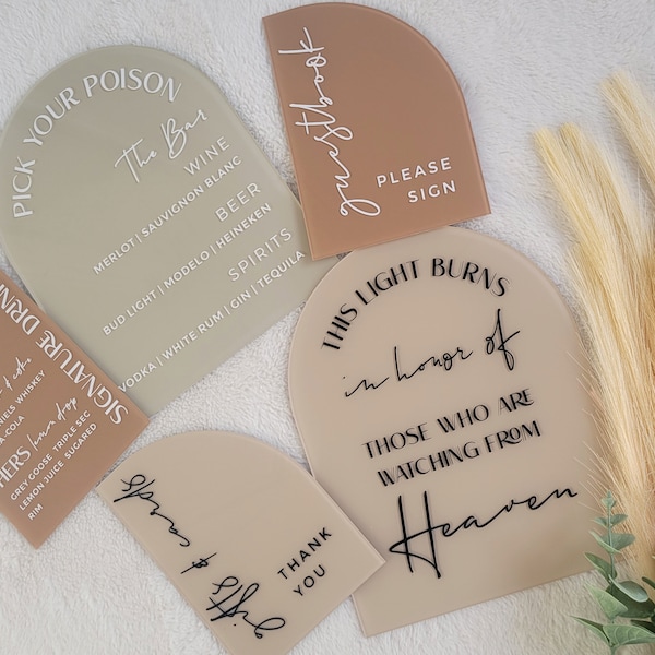 Custom Arched Acrylic Sign: Wedding, Shower, Party Decor