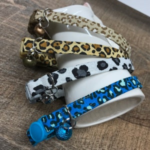 Cat skins Leopard prints cat collar with safety breakaway buckle and bell ~ serval / jaguar / cheetah / lynx / ocelot / margay