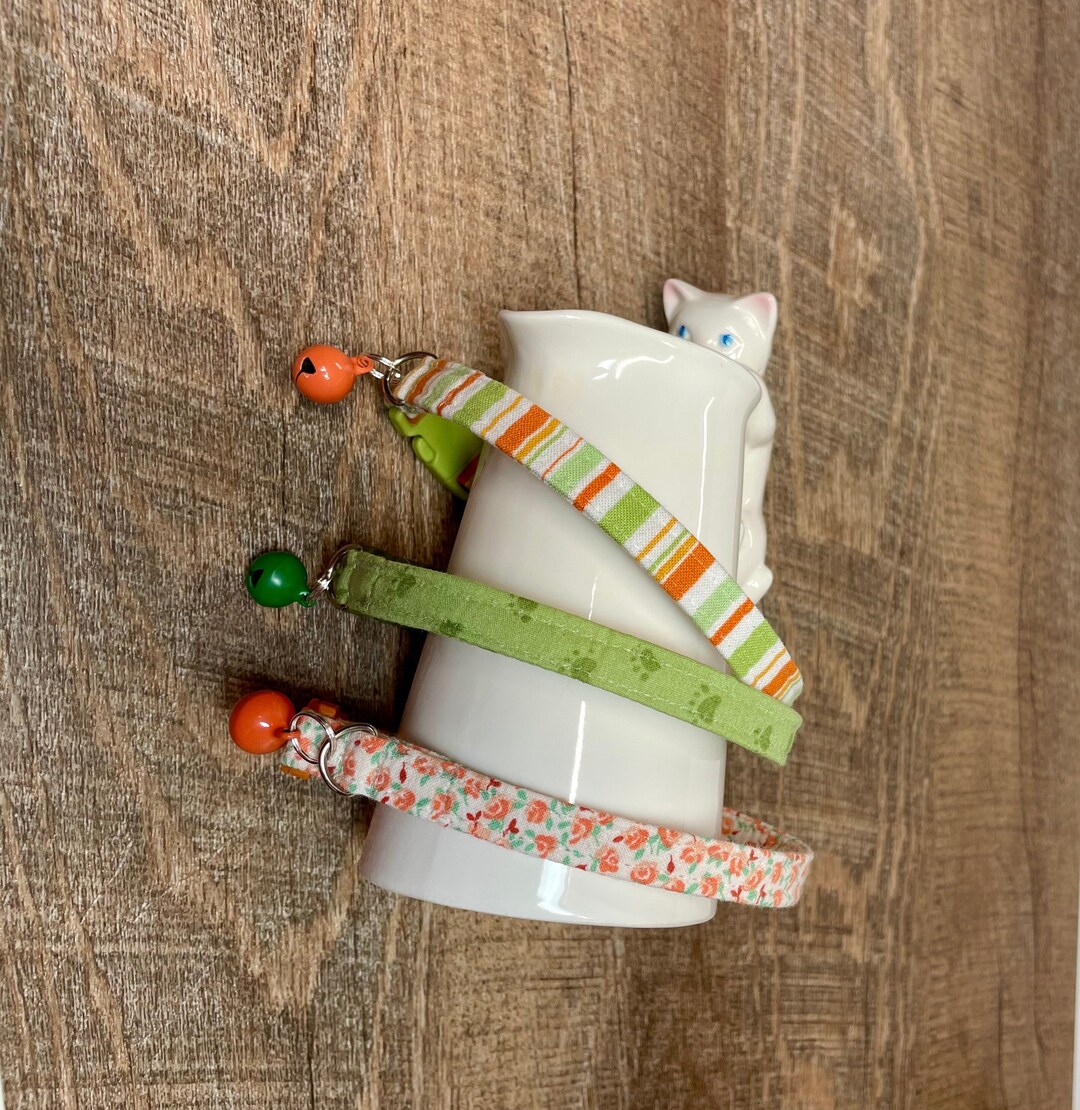 View of Ginger Cats Collection, Stripes, Paw Print, Flowers Cat Collar With ...