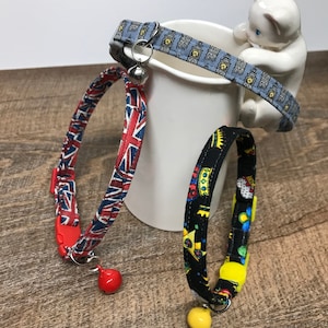 Union Jack-flagga, Big Ben-klocka, Tower of London-kronor katthalsband med säkerhetsspänne och klocka ~ Du väljer ditt brittiska tryck