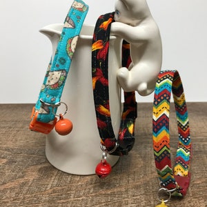 Tacos, Fiesta, Peppers cat collar with safety breakaway buckle and bell ~ You pick