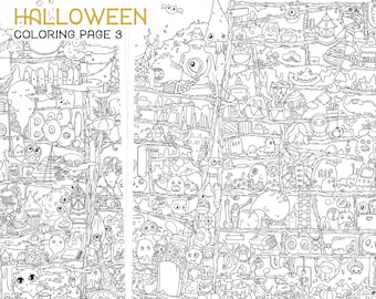 Halloween Malseite Niedlichen Herbst Doodle Digitaler Download Pdf Druckbare Pilztrank Katzenschädel Malseite für Erwachsene von Jen Katz