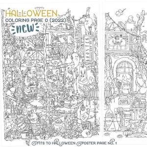 NEU! Halloween Malseite (2022) Niedlicher Herbst Poster Digital Download pdf Printable - Erwachsene Malseite von Jen Katz