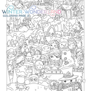 Winter Wonderland Adult Coloring Page - Cute Christmas Coloring / Santa ...