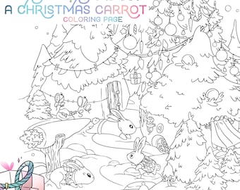 Página para colorir de inverno / Coelhinhos fofos Natal Página para colorir para adultos Decoração de coelho kawaii Doodle Digital Download pdf para impressão por Jen Katz