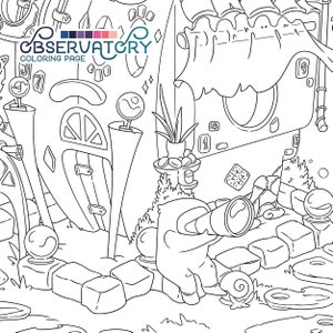 New Magical Observatory Cute home adult coloring page, kawaii space illustration Digital Download pdf Printable by Jen Katz / katzundtatz image 8