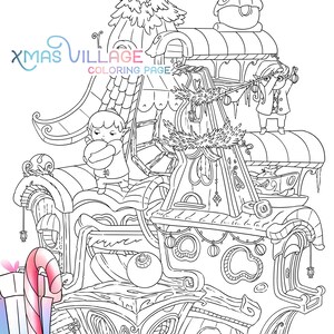 New Elf School Xmas Village / Elves Festive Coloring Page ...