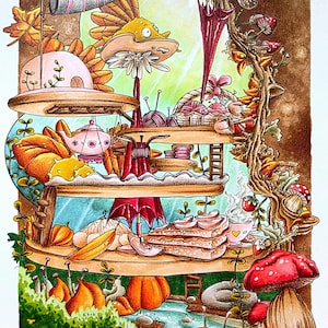 Autumn Coloring book adult coloring book by Jen Katz katzundtatz fall halloween mushrooms pumpkins kawaii colouring for kids and adults image 6