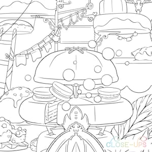 Cake Coloring Page / Spring Adult Coloring Page / Dessert Sweets Cupcakes Party kawaii Doodle Digital Download pdf Printable by Jen Katz image 4