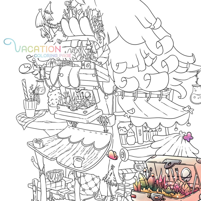 Download Staycation Spring Coloring Page Stay Home Summer Adult | Etsy