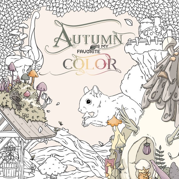 Autumn Coloring Book Adult Coloring Book by Jen Katz Katzundtatz