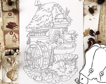 Little Bakers Coloring Page Bakery /  Cute Home Adult Coloring Page Spring Garden Easter Kawaii Digital Download pdf Printable by Jen Katz
