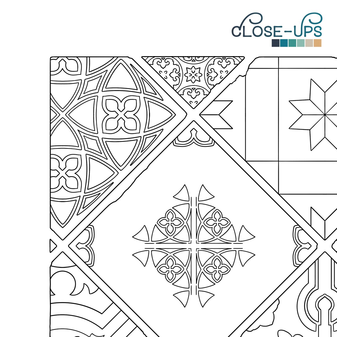 New! Vintage Tiles Coloring Page - Italian Pattern Adult Coloring ...