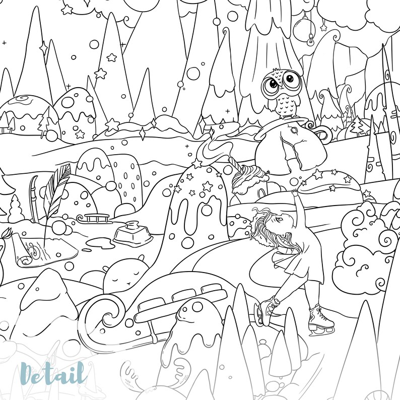 Download Winter Coloring Page / Christmas Coloring Pages Bundle / pdf | Etsy