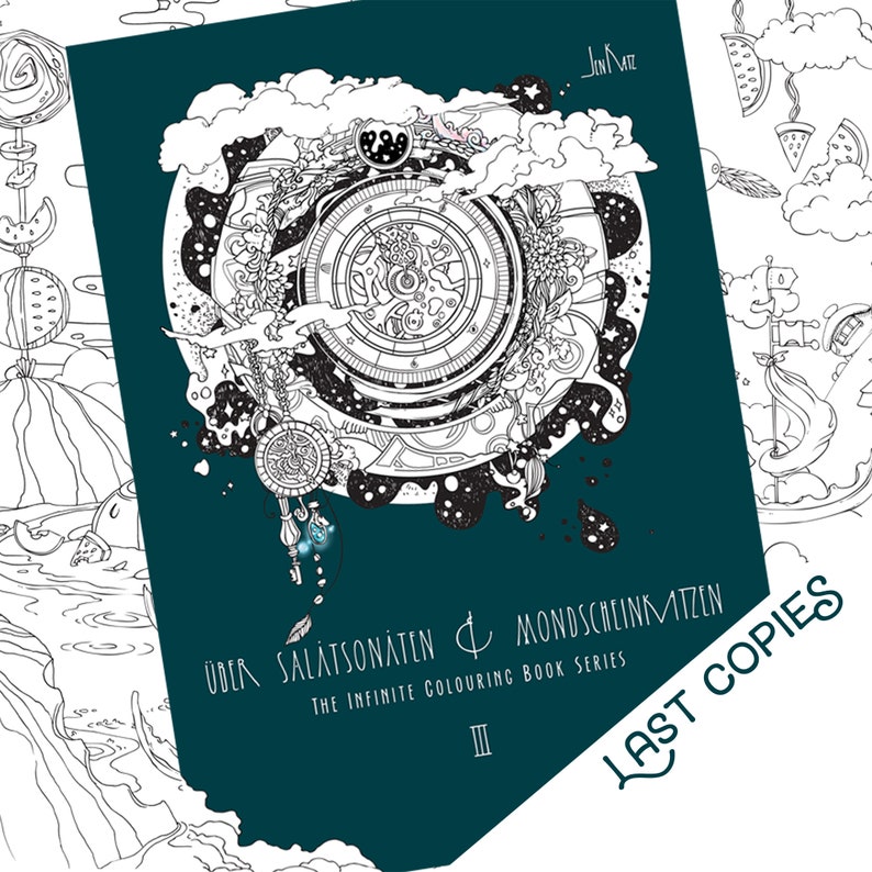 Coloring Book Salatsonaten 3 by Jen Katz katzundtatz Über Salatsonaten & Mondscheinkatzen adult coloring book doodles for kids and adults zdjęcie 1