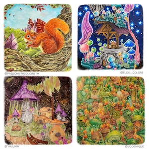 Autumn Coloring book adult coloring book by Jen Katz katzundtatz fall halloween mushrooms pumpkins kawaii colouring for kids and adults image 10