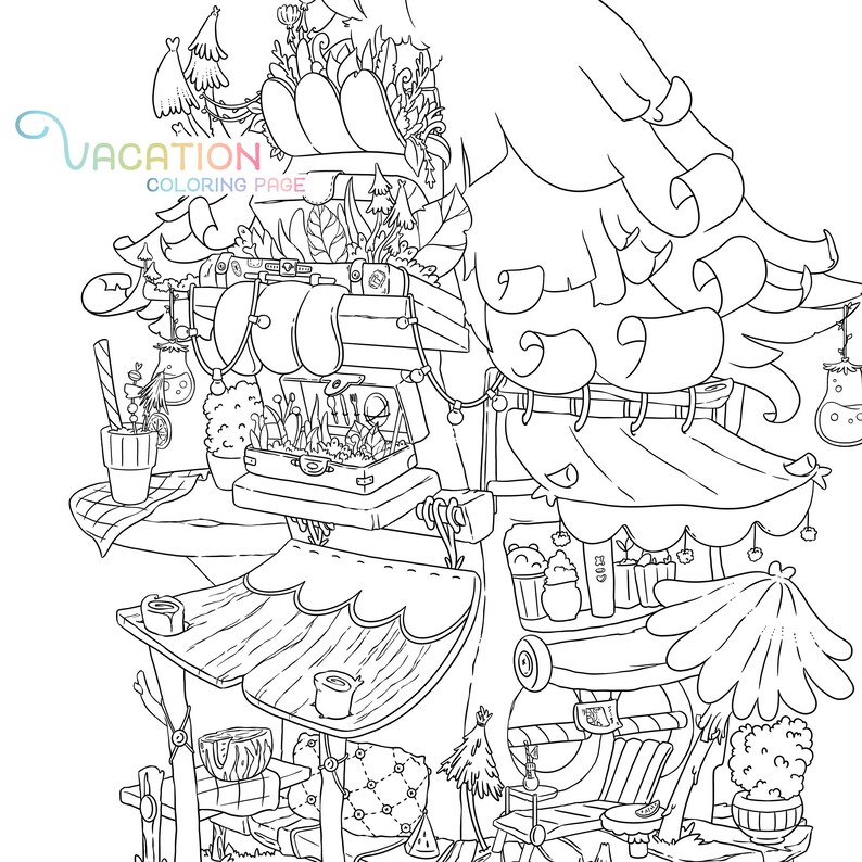 Download Staycation Spring Coloring Page Stay Home Summer Adult | Etsy
