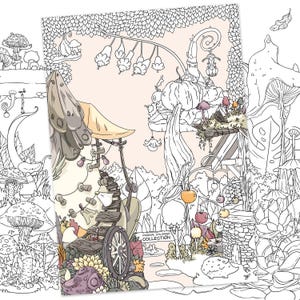 Autumn Coloring book adult coloring book by Jen Katz katzundtatz fall halloween mushrooms pumpkins kawaii colouring for kids and adults image 12