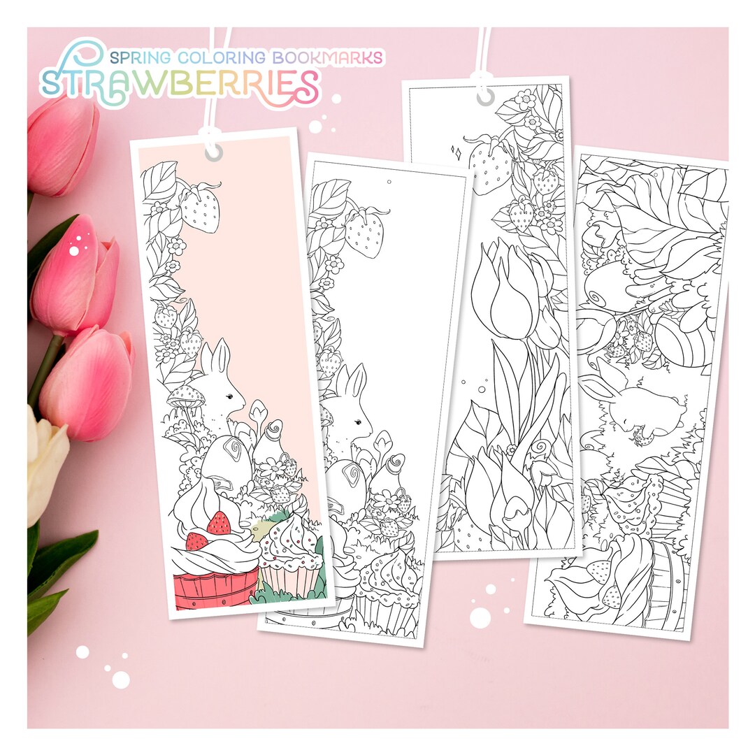 Coloring Bookmark Spring Coloring Page Adult Coloring Page Bunny Easter ...