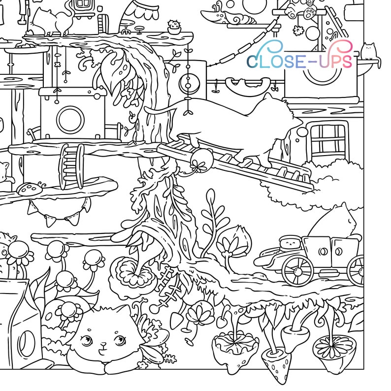 Cats Adult Coloring Page No. 1 Spring Pdf Printable Kittens - Etsy