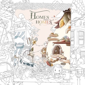 New Homes Sweet Homes Coloring book adult coloring book by Jen Katz cute kawaii Houses colouring pages for kids and adults by katzundtatz image 2