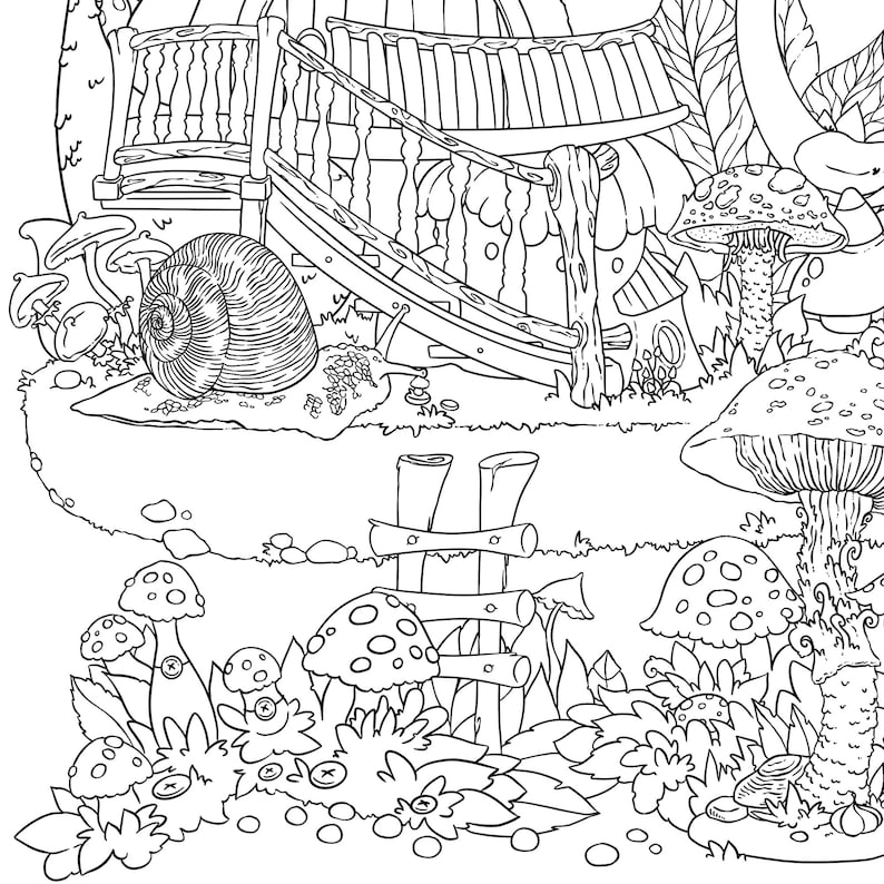 Download Mushrooms Coloring Page Cute Autumn Adult Coloring Page Fungi | Etsy