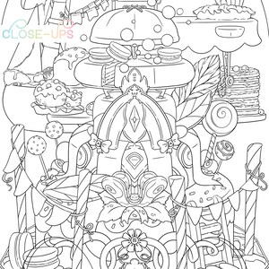Cake Coloring Page / Spring Adult Coloring Page / Dessert Sweets Cupcakes Party kawaii Doodle Digital Download pdf Printable by Jen Katz image 2