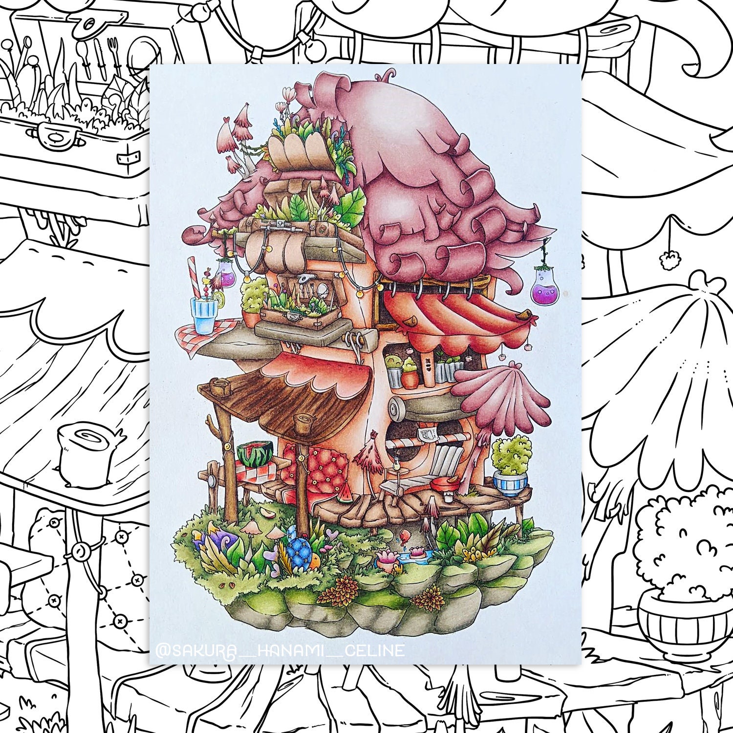 Staycation Coloring Staycation Spring Coloring Page Stay Home Summer Adult Coloring Page ...