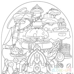 Cake Coloring Page / Spring Adult Coloring Page / Dessert Sweets Cupcakes Party kawaii Doodle Digital Download pdf Printable by Jen Katz image 3